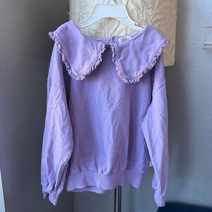 My little cozmo Lavender Ruffle Collar Kids Sweatshirt
